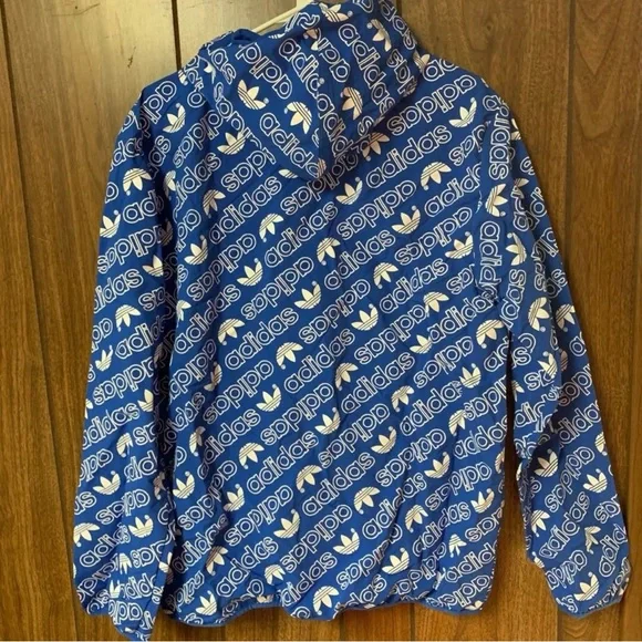 Adidas Men Jacket AOP Windbre Blue print white logo Windbreaker CE1550 Sz M